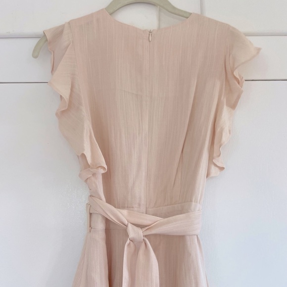 Gilli Blush Midi Length, Flutter Sleeve, Button Detail, Pockets, Waste Tie - Picture 3 of 7